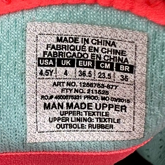 Under Armour Salmon Pink Mint Blue SpeedForm Apollo Sneakers Size 4.5 Y - Picture 2 of 8